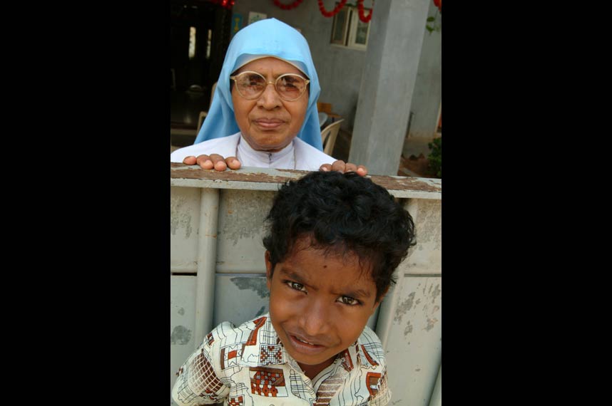 Orphan with his Carer Nun - Pondicherry, India