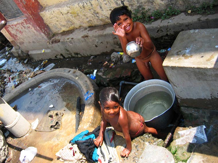 Kids Playing in the Sewer - Kolkata, India